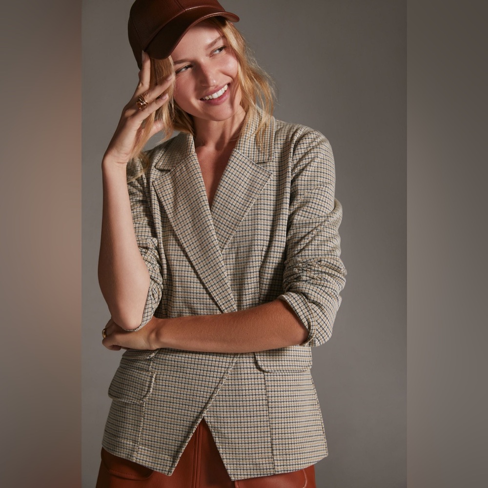 MAEVE × ANTHROPOLOGIE Collegiate Plaid Knit Blazer